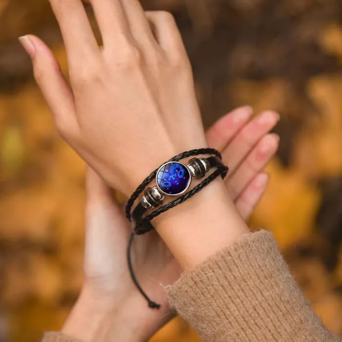 VBWEOI Store Gleym Bracelet, Zodiac Signs Spirit Bracelet, Multilayer Adjustable 12 Constellation Zodiac PU Leather Bracelet, Gleym Manifestation Bracelet Jewelry Gifts for Women and Man - Image 2